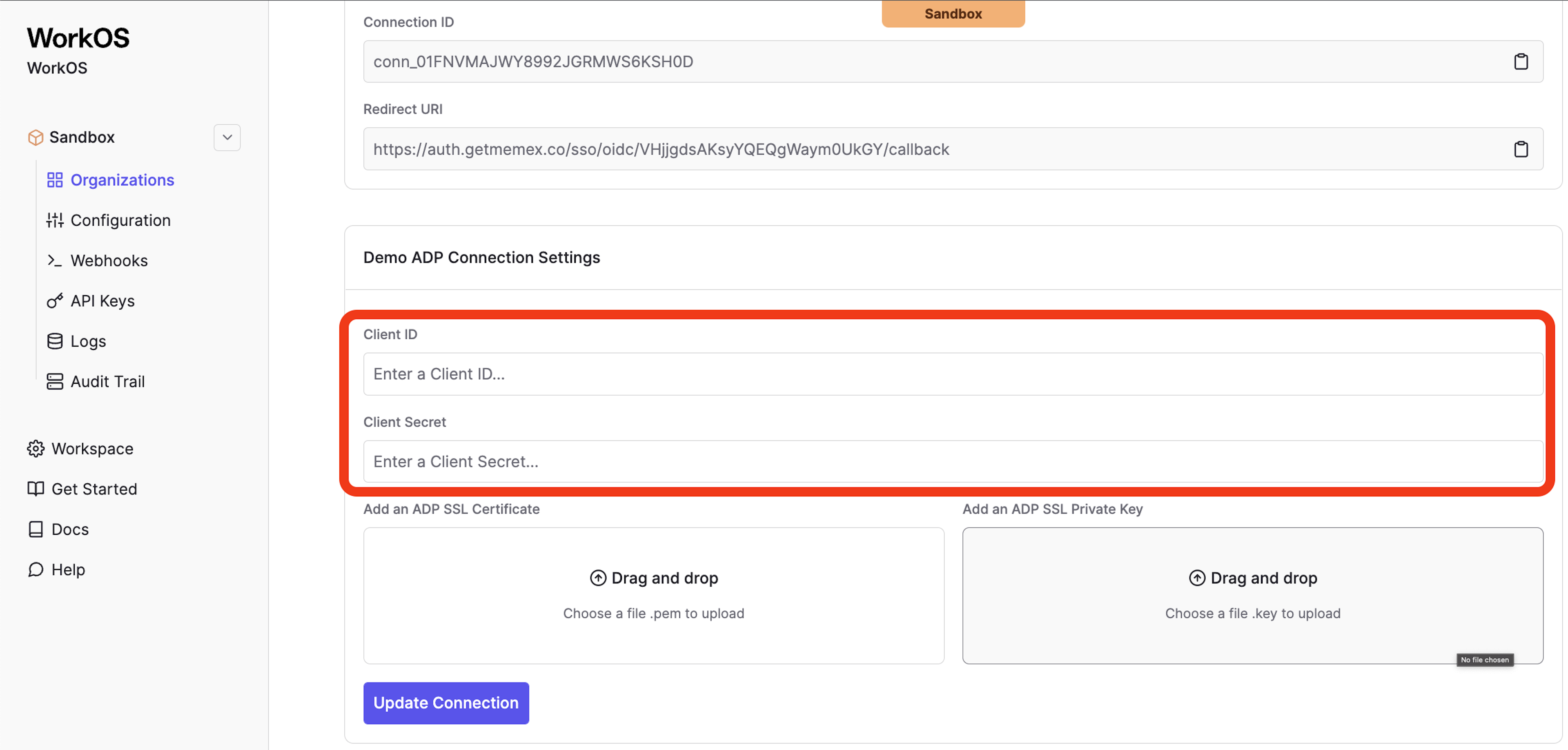Upload Credentials to WorkOS Dashboard