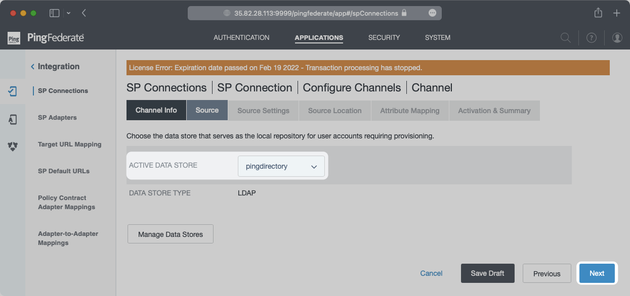Configure Channel Source in PingFederate