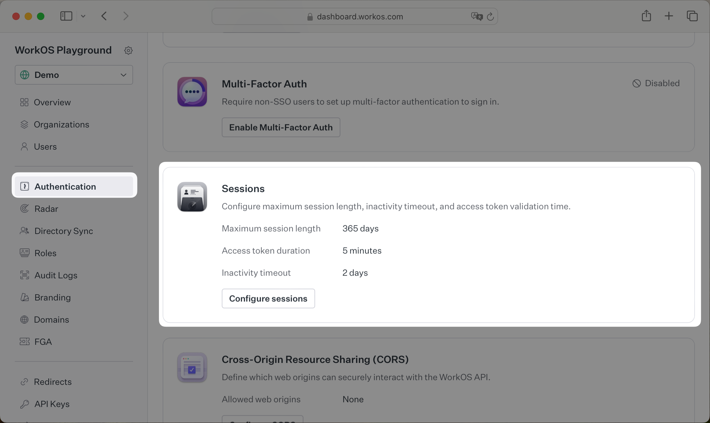 Session Configuration UI