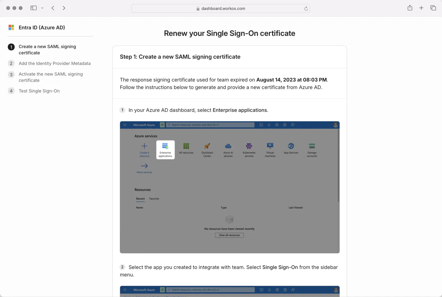 Saml Certificate Example SAML Signing Certificates – Single Sign-On – WorkOS Docs