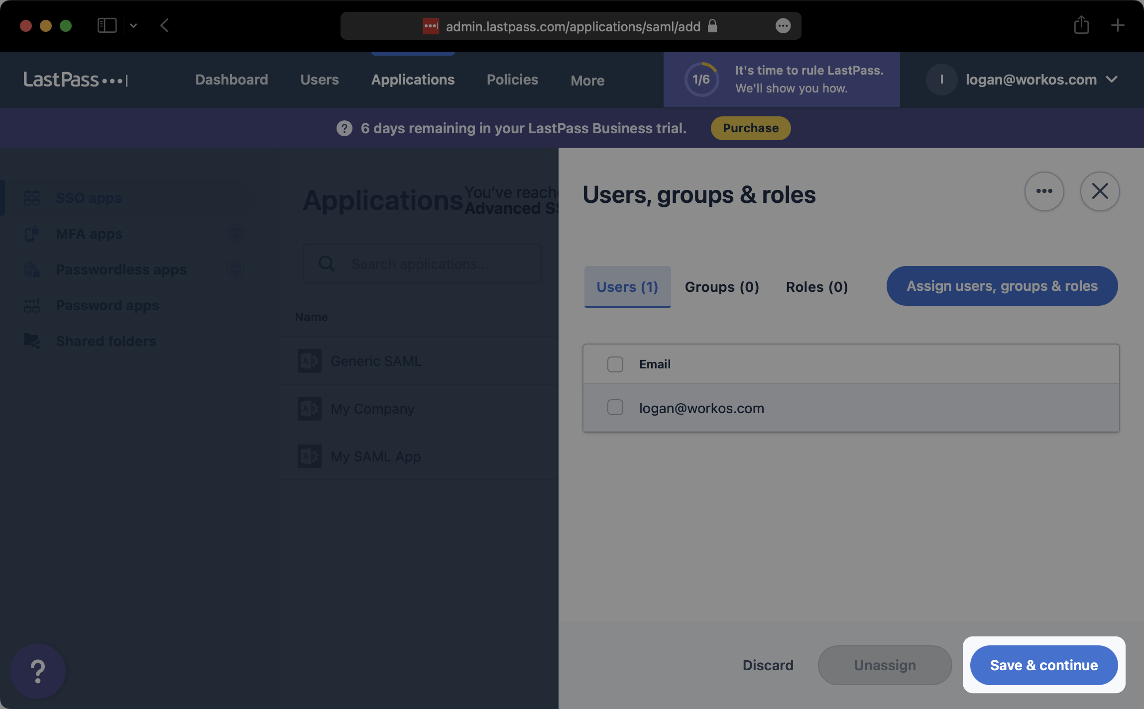 Save User and Group Assignments in LastPass