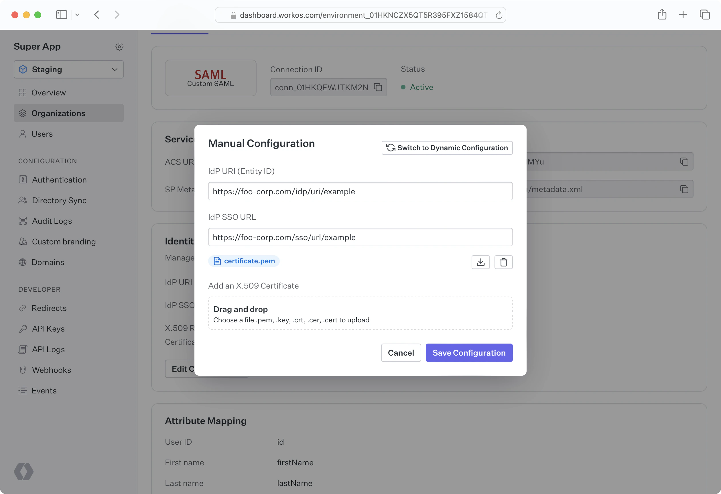 Workos SAML Signing Certificates – Single Sign-On – WorkOS Docs