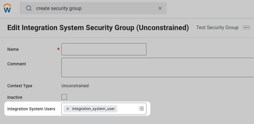 Add Integration System User to Security Group in Workday