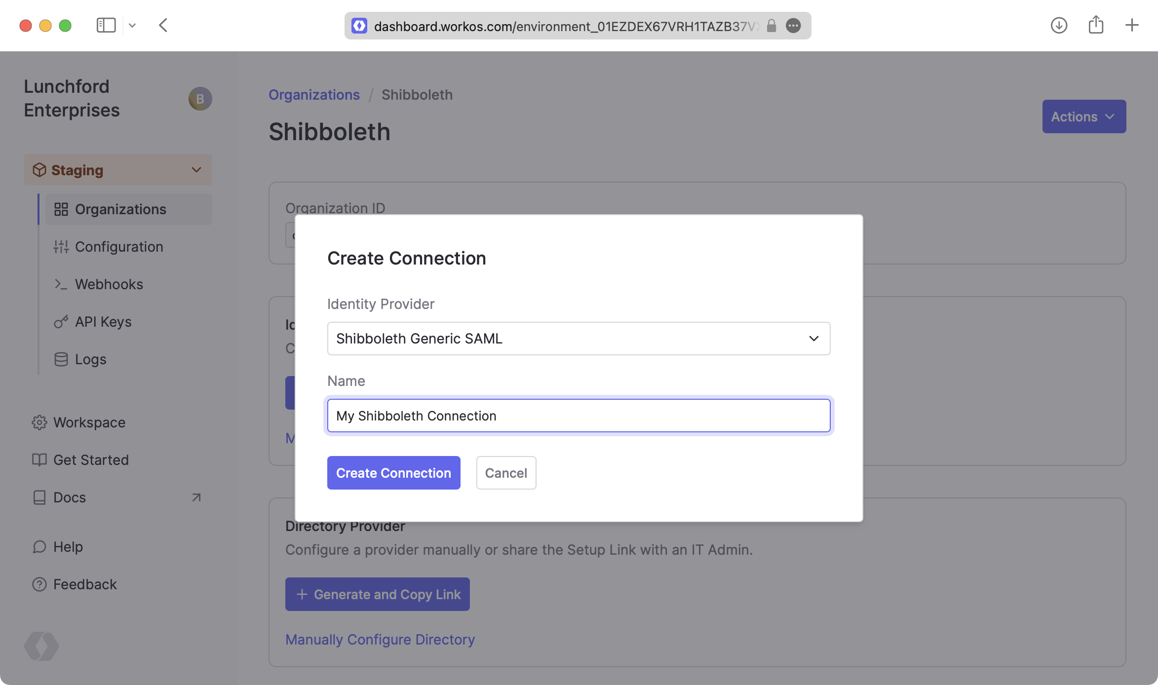 Select Shibboleth Generic SAML Provider