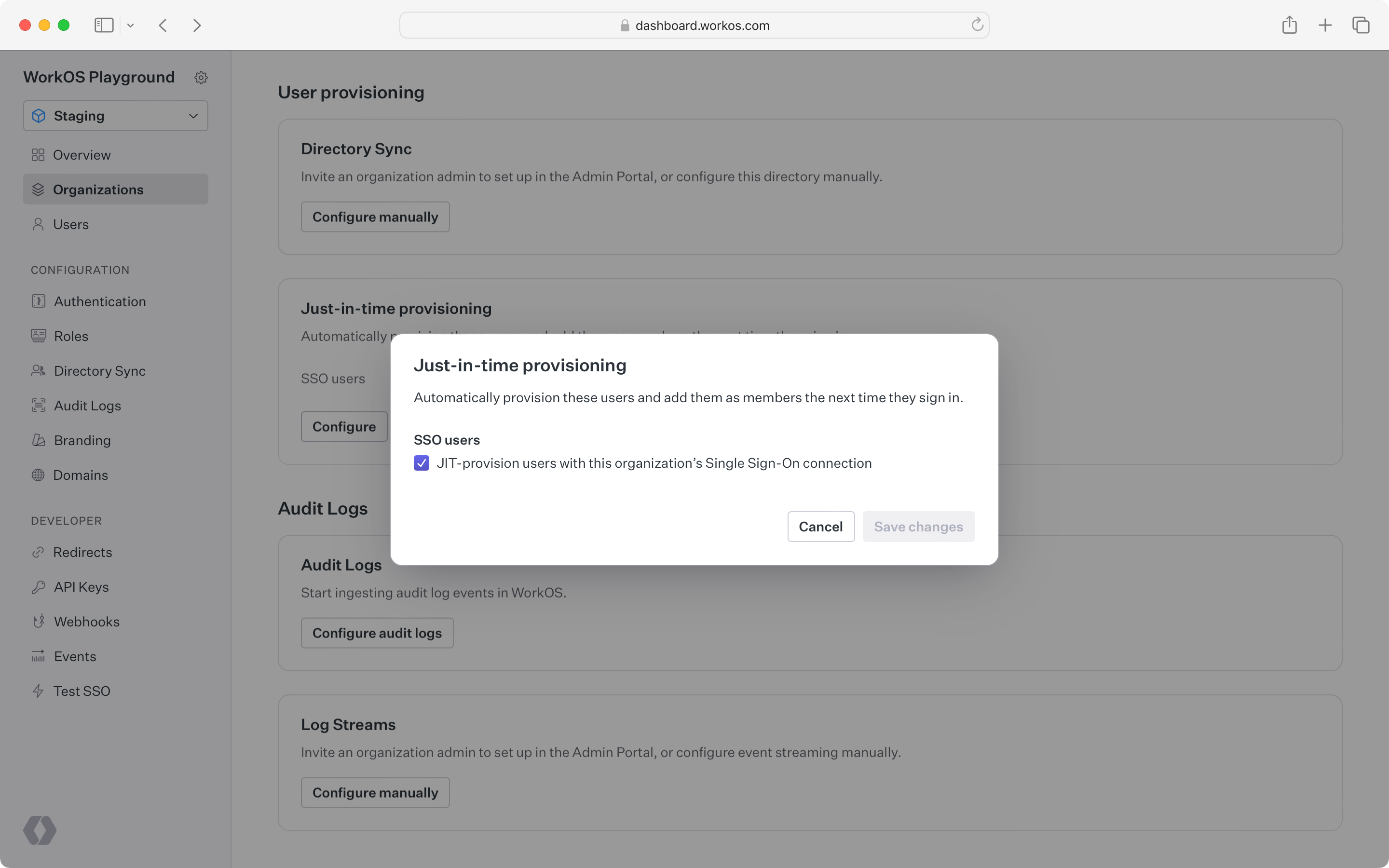 Configuring just-in-time provisioning for SSO users in the dashboard