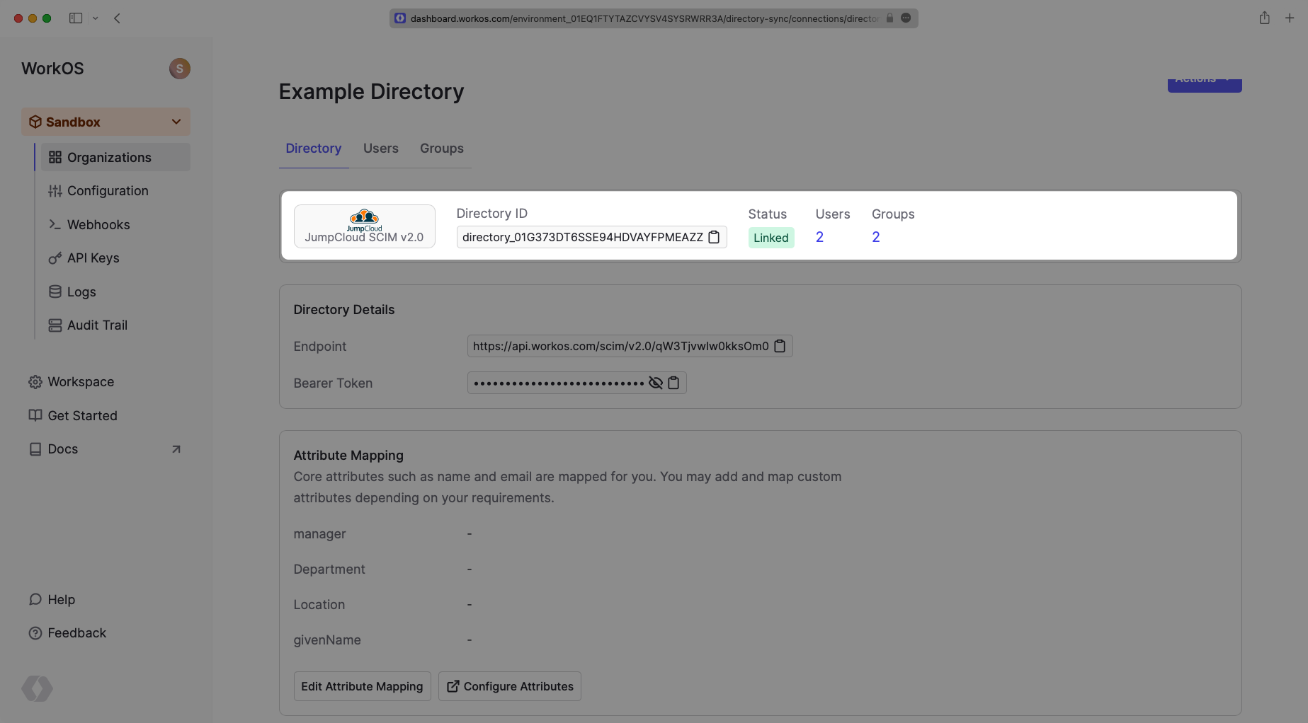 Linked Directory in WorkOS Dashboard