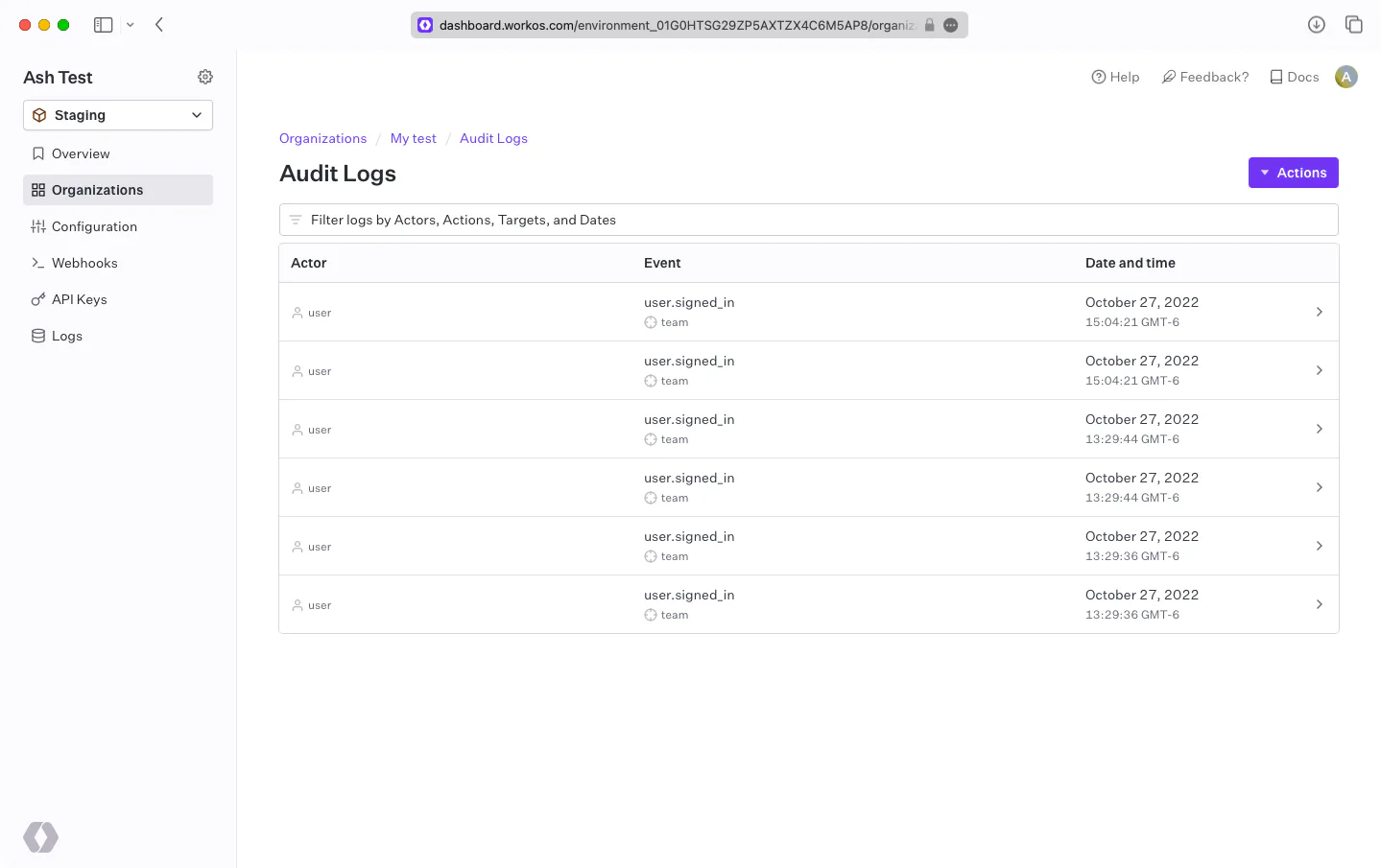 Audit Logs – WorkOS Docs