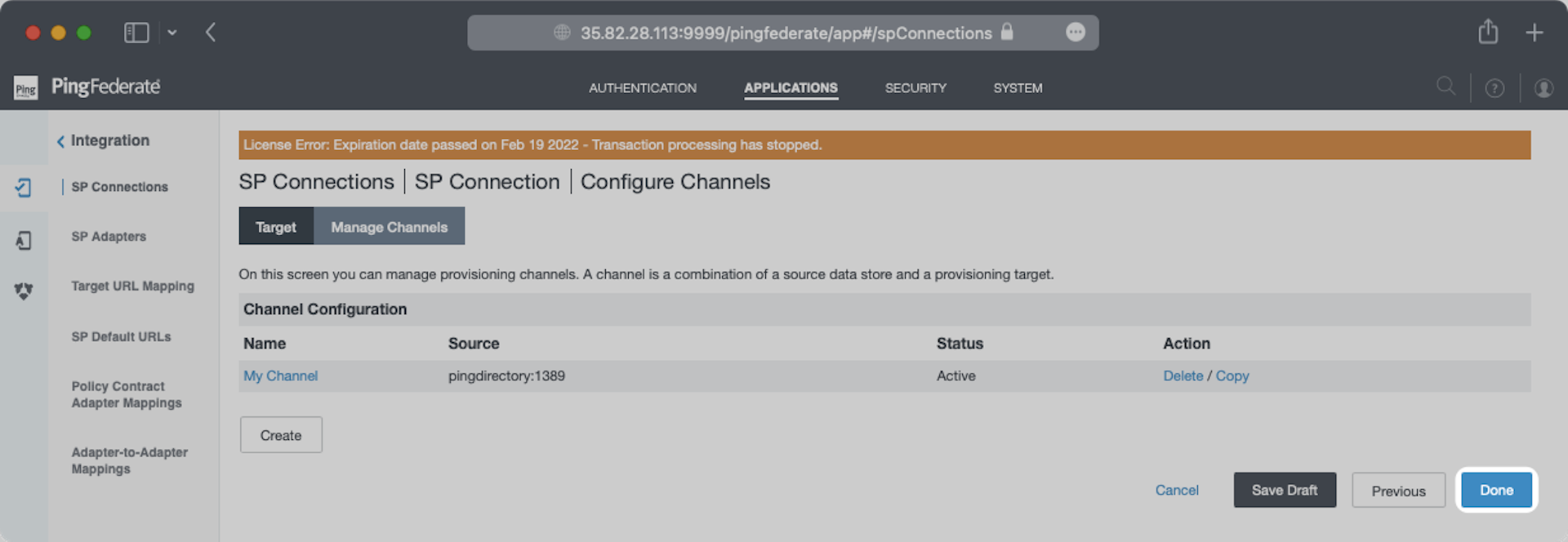 Finish Channel Setup in PingFederate