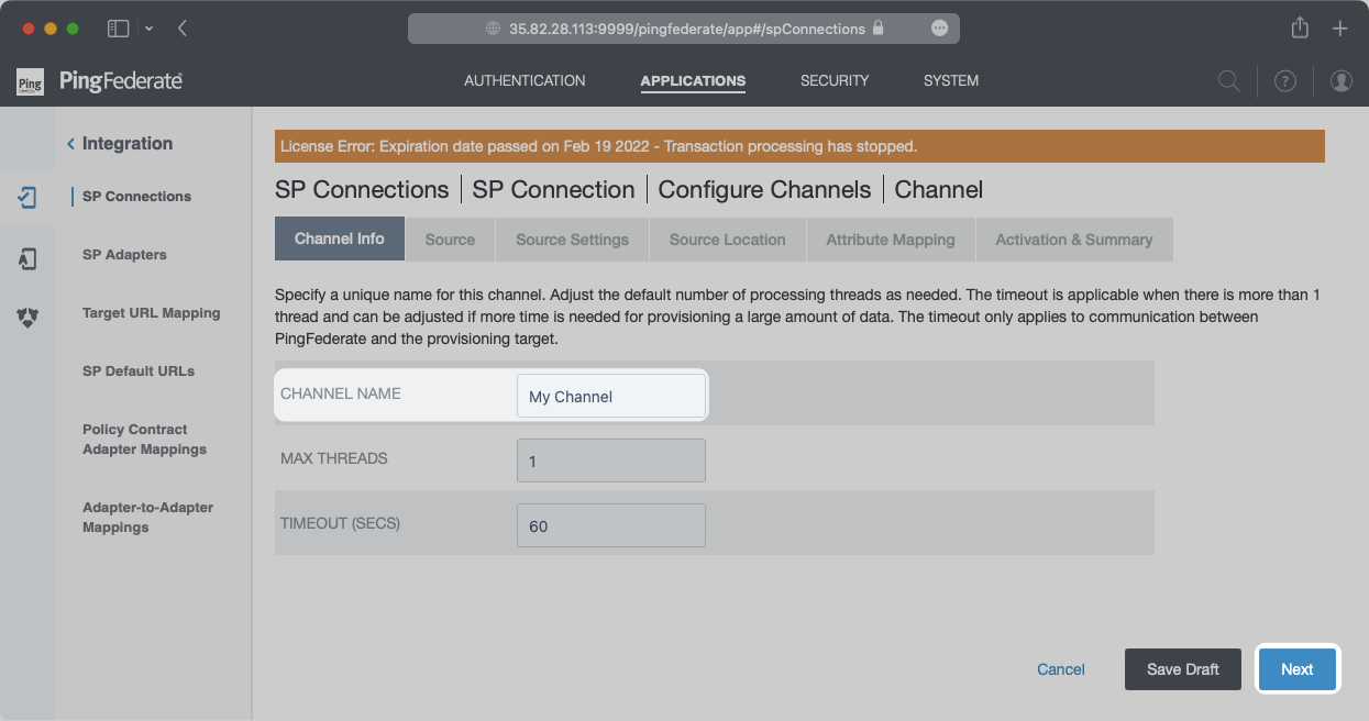Configure Channel Name in PingFederate