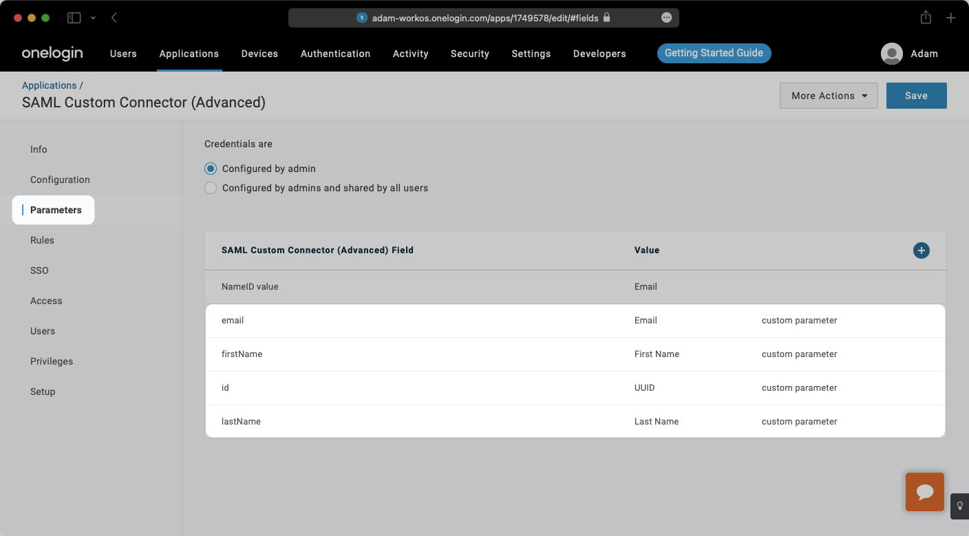 A screenshot showing how to configure SAML Attribute Mapping in OneLogin Dashboard.