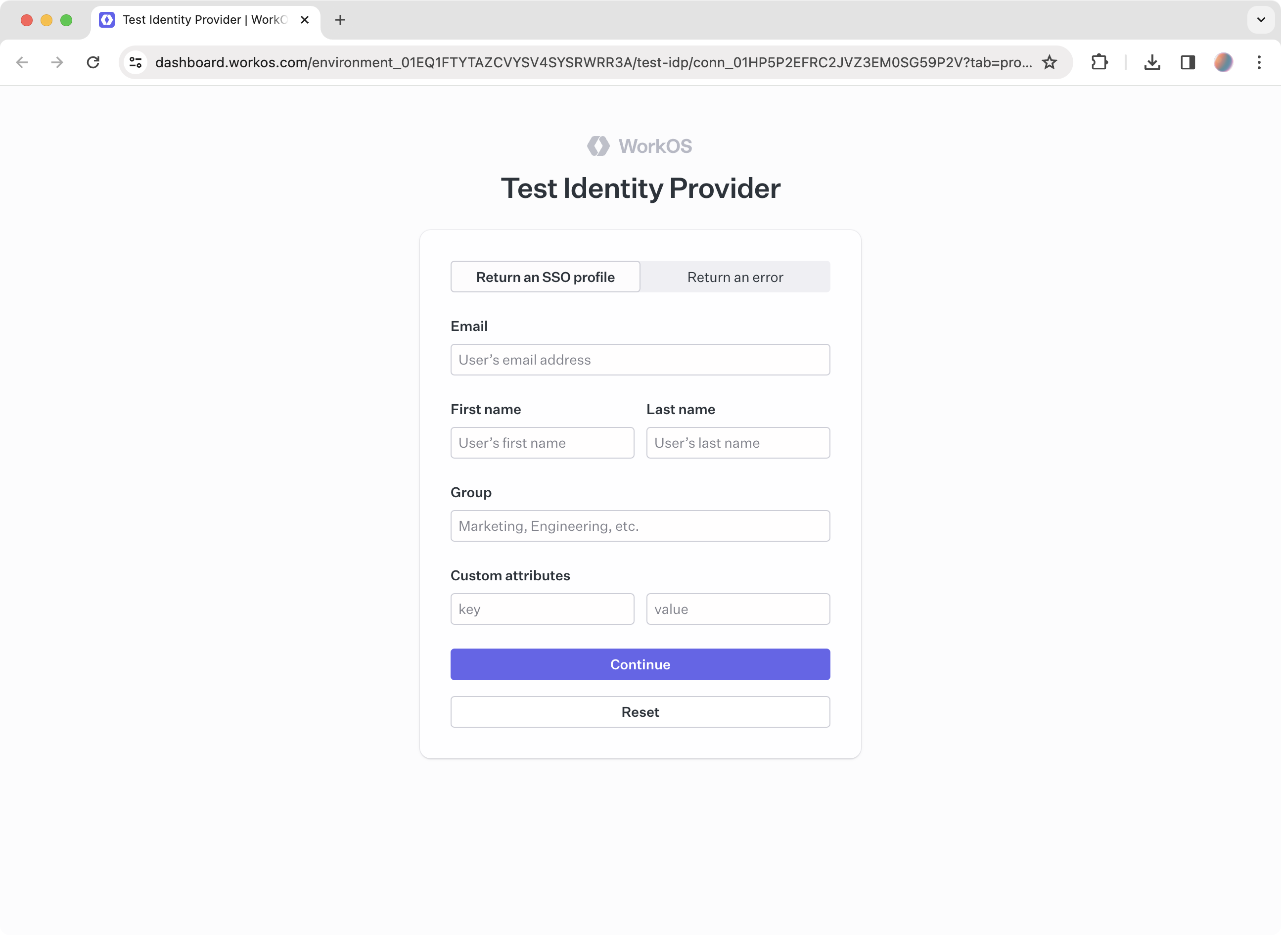 WorkOS Test Identity Provider