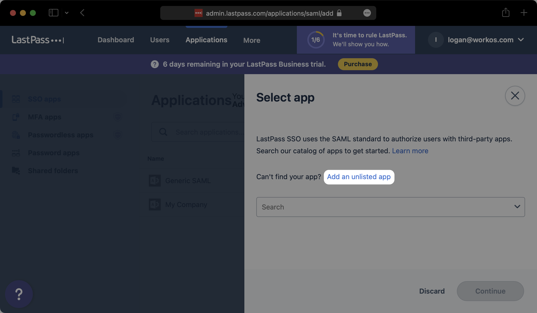 Add Unlisted App in LastPass